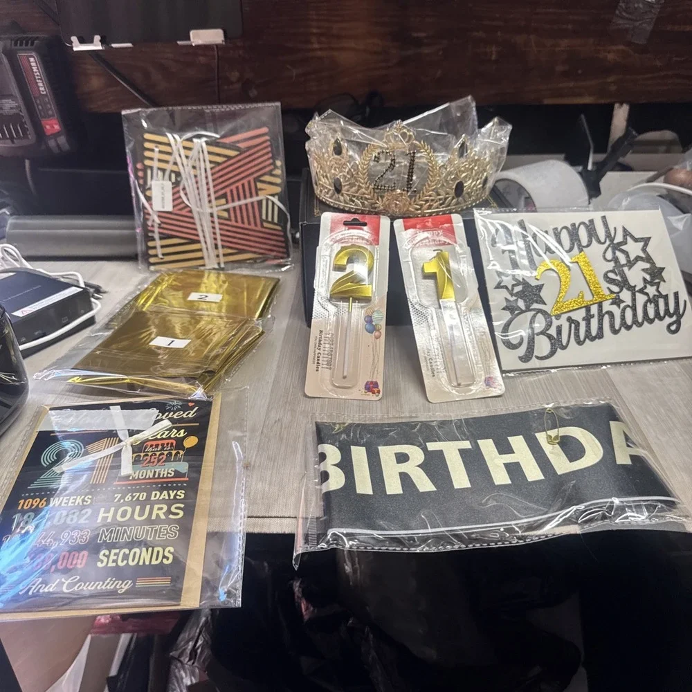 21St Birthday Decorations for Him Her, Happy 21St Birthday Banner with Black Sil